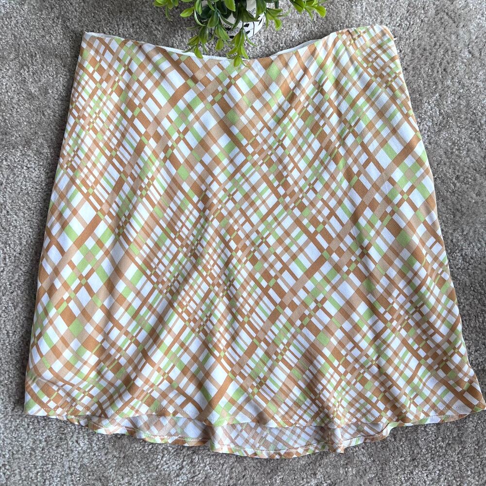 NWT BP Golden Yellow & Lime Green Y2K 'Happy' Plaid Skirt Size: Large